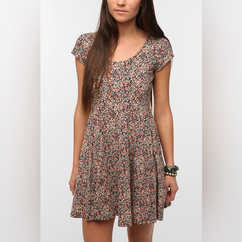 Kimchi Blue Black and Pink Floral Mini Dress